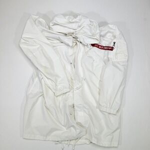 Alpha‎ Industries White Hooded Anorak Parka Jacket L/G Remove Before Flight